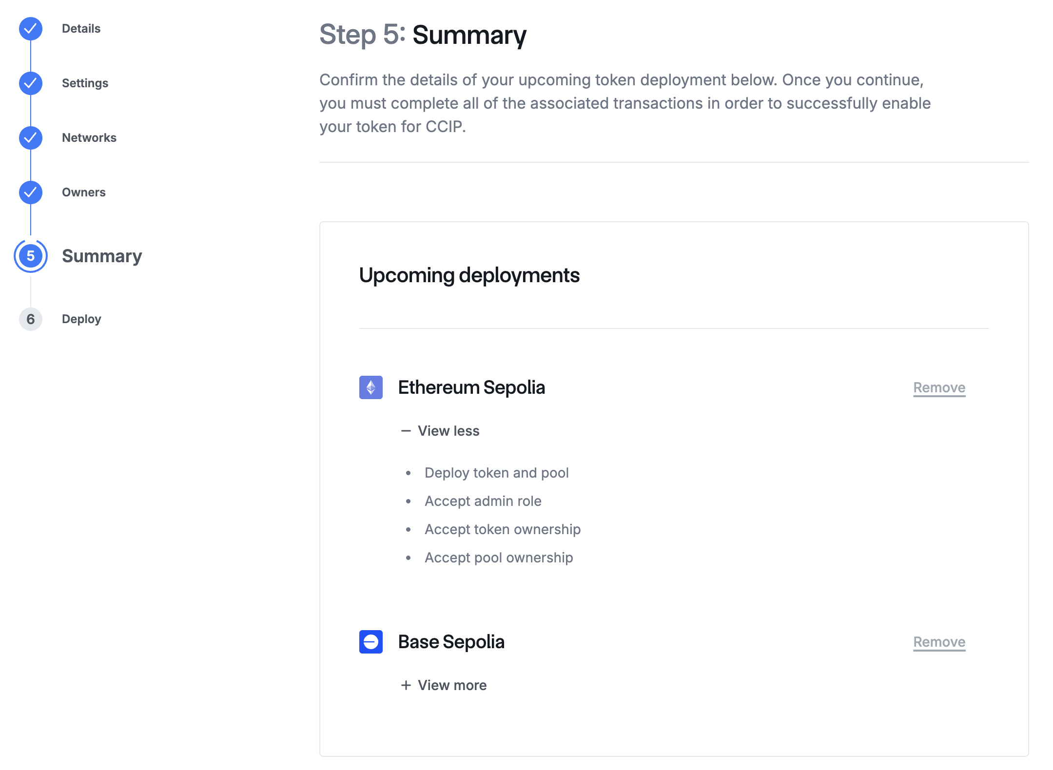 Summary of upcoming deployments